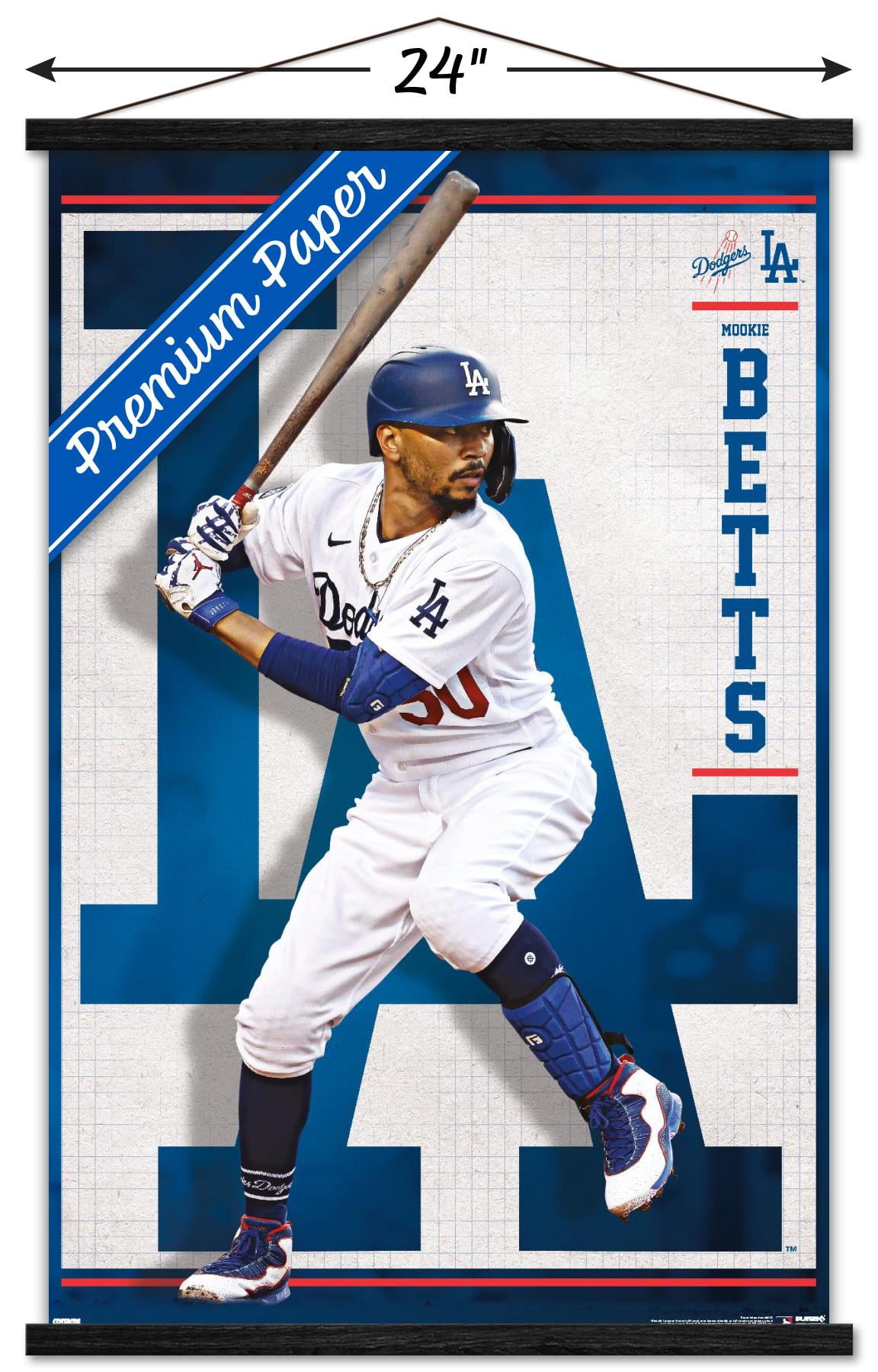 MLB Los Angeles Dodgers - Mookie Betts 22 Wall Poster with Magnetic Frame, 22.375" x 34"
