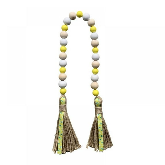 Wood Bead Garland Farmhouse Rustic Country Decor Wall Decor Boho Decorations Knot Woven Tassel Wall Hanging