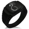 thumbnail image 1 of Stainless Steel Serpentine Dragon CZ Ribbed Needle Stripe Pattern Biker Style Polished Ring, 1 of 1