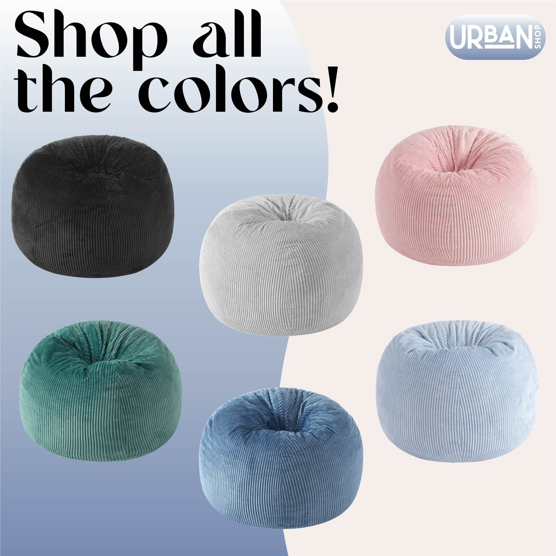 Urban Shop , Ribbed Compressed Foam Kids and Teen Chair, Pale Ice