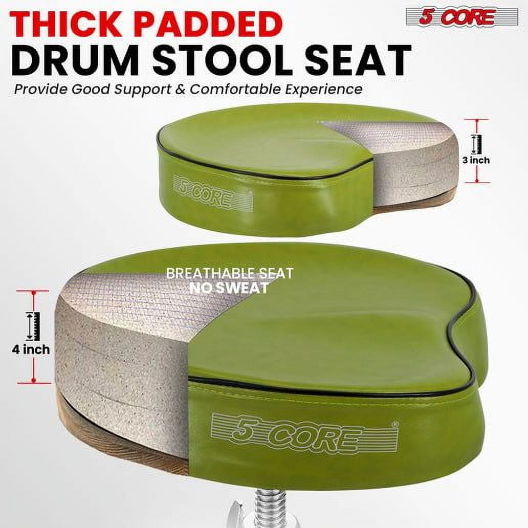 Drum Throne Padded Guitar Stool Saddle Drummer Seat for Adults & Kids - Dark Green