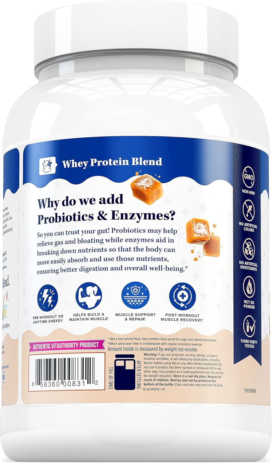 Vitauthority Vita Whey Protein Powder for Women with Probiotics and Enzymes, Salted Caramel, 35.2 oz, 30 Servings
