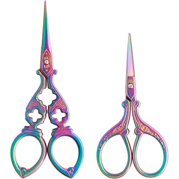 GFDYREE Embroidery Scissors, Stainless Steel Sharp Tip Scissors, Thread Scissors DIY Tools for Embroidery, Craft, Needle Work, Art Work & Everyday Use, 2 Pcs, 4.7"/5.3",Colourful