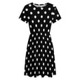thumbnail image 4 of White Polka Dots Black Background Sundress Short Sleeve Dress Summer Women Clothes Dress for Women Dresses, 4 of 7