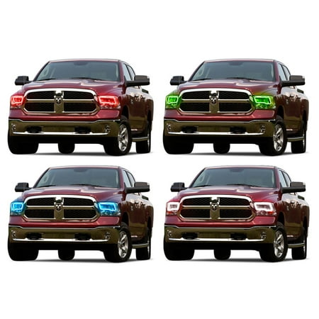 Ram Head Ring Flashtech LED RGB Multi Color Halo Ring Headlight Kit For Ram 1500 09-16 V.3 Fusion Color Change ()