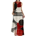 thumbnail image 1 of Chaquetas de Vestido de Verano para Mujeres Moda Cómoda Impresión sin Mangas Vestido con Cuello en V, Poliéster Elastano, 1 of 5
