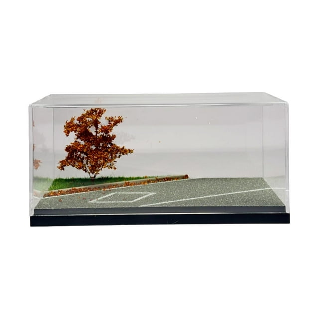 1/64 车模场景展示盒仿真微缩模型成品地台minigt风火轮防尘收纳盒 秋季公路(150*77*70mm)