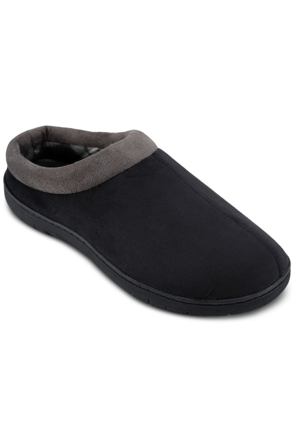 Mens Indoor/Outdoor Microsuede Clog Slippers Black 9.5-10.5