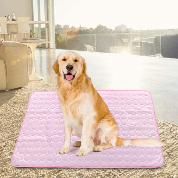 Estera de enfriamiento para mascotas, estera transpirable de algodón de verano para mascotas, perros y gatos, cama de enfriamiento, cojín para dormir, estera rosa para perros (70x55cm) LingWen 8390611034832