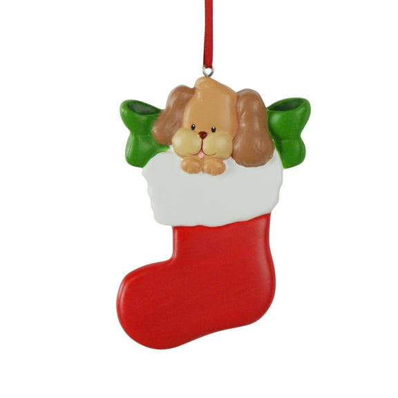 Dog Stocking Resin Ornament