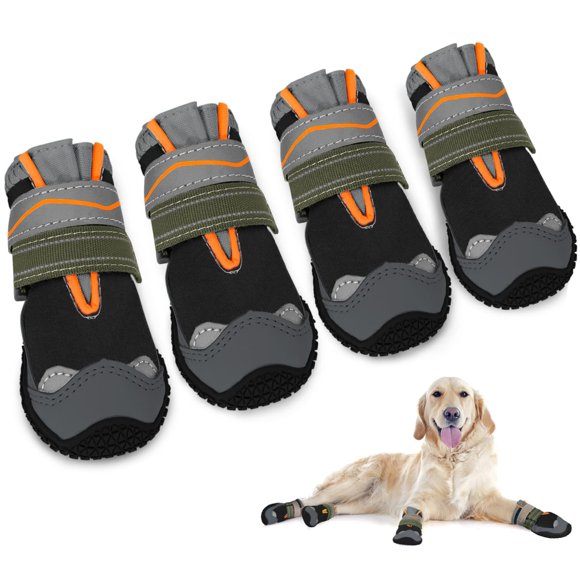 SlowTon Dog Boots Large Medium Small Breed - Waterproof Dog Shoes with Soft Non-Slip Rubber Sole for Outdoor Hardwood Floors, Breathable Dog Booties for Hot Pa