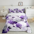 thumbnail image 2 of Chic Floral King Comforter Set Women Hydrangea Flower Bedding Set King,Purple Ombre Bedding Comforter Sets Gradient Oil Painting Duvet Set,Vintage Watercolor Quilted Comforter, 2 of 7