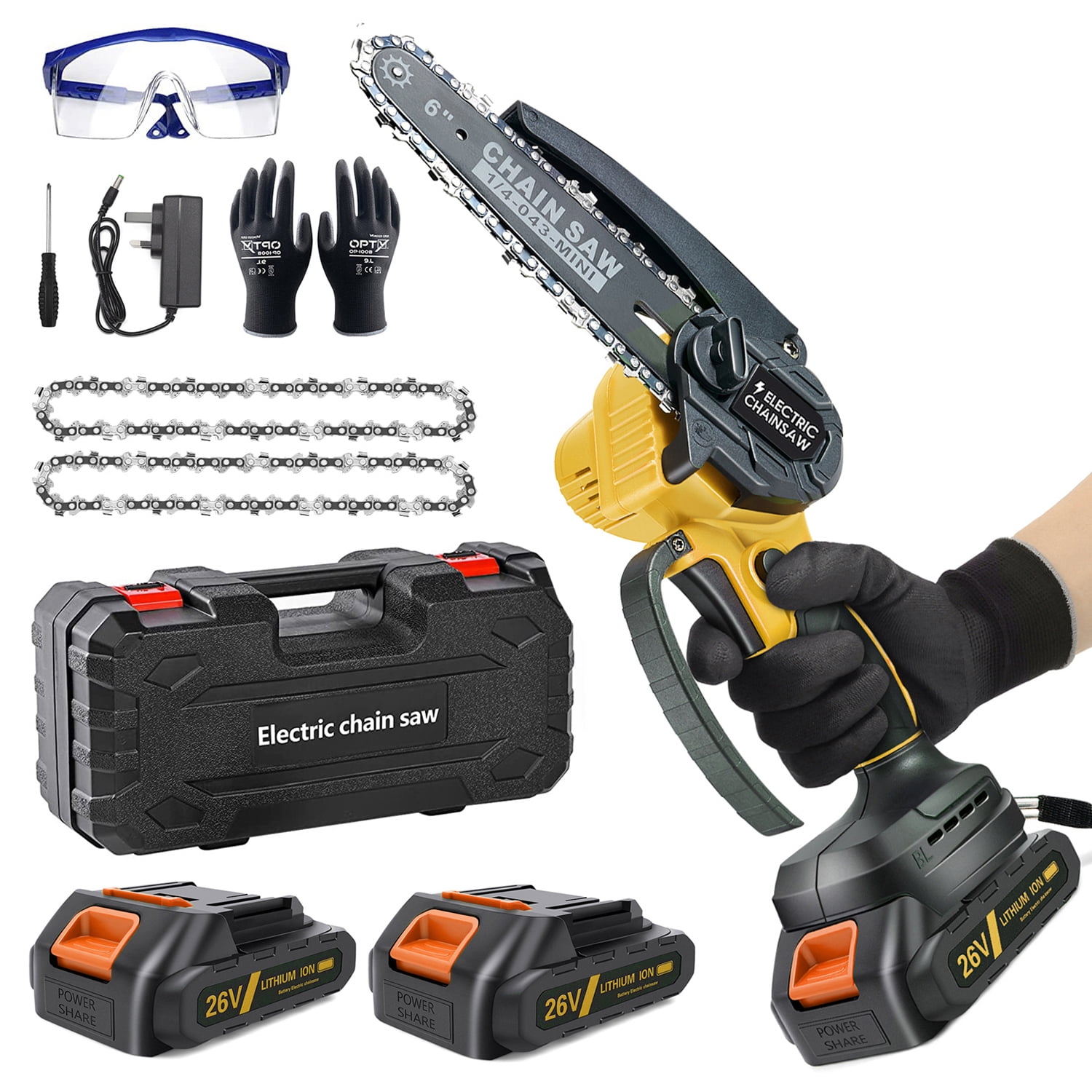 UNTIMATY Mini Cordless Chainsaw, 6Inch Battery Powered Chain Saws with