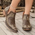 thumbnail image 5 of Cowboy Boots for Women Cowgirl Western Ankle Booties Snip Toe Low Chunky Stacked Heel Embroidered Slip On Boot, 5 of 6