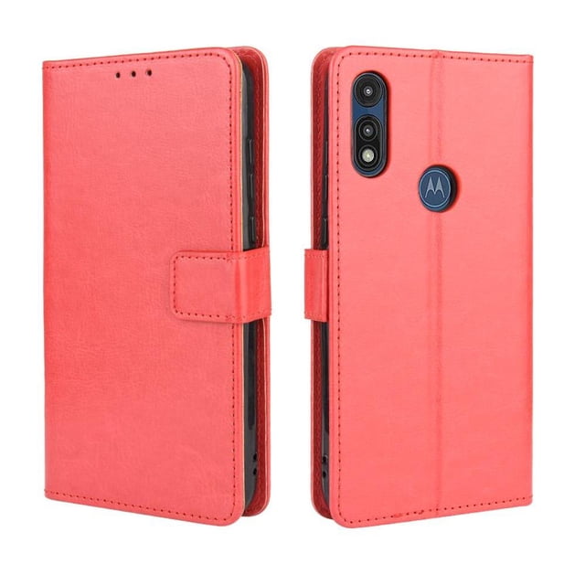 Funda tipo libro para Motorola MOTO E 2020, cartera todo‑en‑uno, funda multifuncional con tarjetero y correa de muñeca desmontable