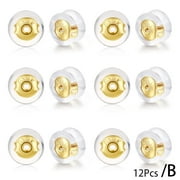 CAIROYAR 12pcs Locking Secure Earring Backs For Studs, Silicone Silver Backs Earring D0X3