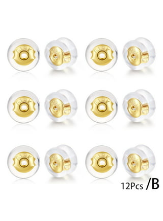 Gold Locking Secure Earring Backs for Studs, Silicone Earring