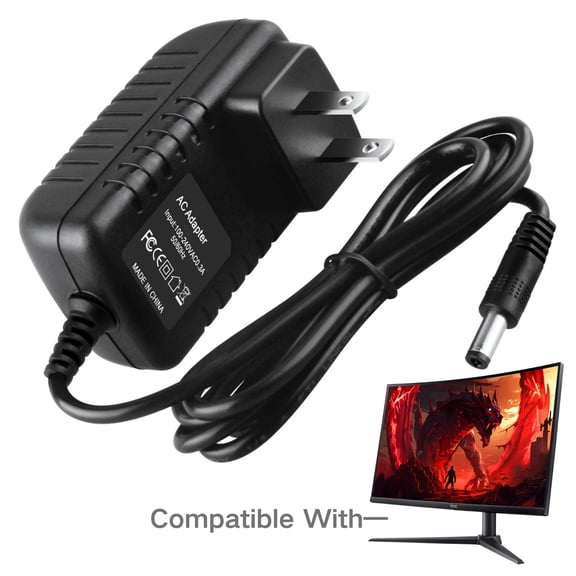 Kybate AC Adapter Compatible With Acer Nitro ED240Q XZ270 Gaming Monitor Power Supply Cord