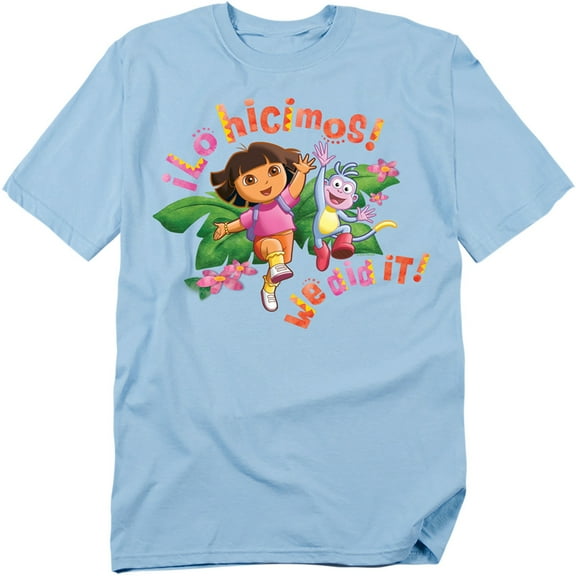 Popfunk Dora The Explorer Lo Hicimos! We Did It! Unisex Adult T Shirt, Light Blue, Small