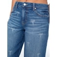 thumbnail image 5 of Celebrity Pink Women's and Women's Plus Stone and Pearl Bow Wide Leg Jeans, Sizes 1-24W, 5 of 7