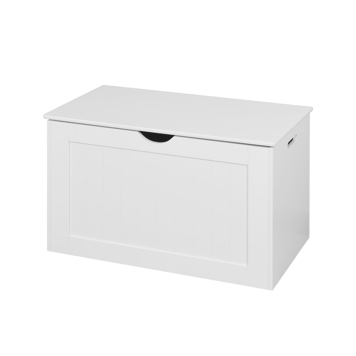 White Lift Top Entryway Storage Cabinet Wooden Toy Box with 2 Safety Hinges