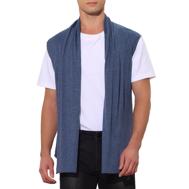 INSPIRAR CHIC Chaleco de Hombre Sin Mangas con Frente Abierto y Dobladillo Asimétrico 34 Azul Marino