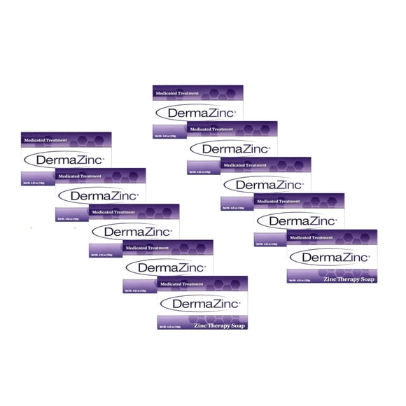 DermaZinc Therapy Soap Jabón de zinc para alivio de trastornos de la piel para psoriasis, dermatitis, eccema y otros síntomas de afecciones (paquete de 10)