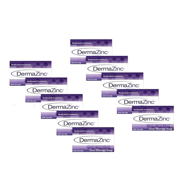 DermaZinc Therapy Soap Jabón de zinc para alivio de trastornos de la piel para psoriasis, dermatitis, eccema y otros síntomas de afecciones (paquete de 10)