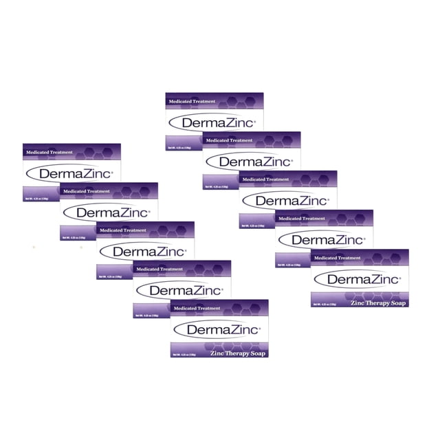DermaZinc Therapy Soap Jabón de zinc para alivio de trastornos de la piel para psoriasis, dermatitis, eccema y otros síntomas de afecciones (paquete de 10)