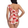 thumbnail image 5 of Sikiie Cute Strawberry Print Women One Piece Swimsuits Tummy Control One Shoulder Bathing Suits Ruffle Swimwear, From S to XXL-X-Large, 5 of 6