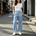 thumbnail image 5 of SeekIslan Women's Pull On Wide Leg Pants High Waisted Straight Pants with Pockets for Casual Daily Wear, 5 of 8