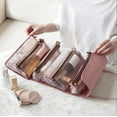 thumbnail image 4 of Neceser de viaje colgante, 4 en 1, desmontable, impermeable, plegable, para mujer, ideal para viajes, neceser colgante o neceser de maquillaje, color rosa., 4 of 4