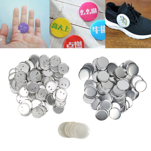 100 Juegos de Piezas de Insignia de Botón Conjunto de Piezas de Insignia Trasera de Pin Seguro de Metal Redondo para Máquina de Fabricación de Botones ANGGREK Otros