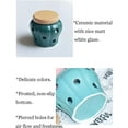 thumbnail image 4 of Mornenjoy Garlic Keeper,Ceramic Macaron Tone Garlic Jar Hollow Pumpkin Garlic Vented Storage Container Garlic Cellar Pot with Bamboo Lid (Blue), 4 of 8