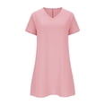 thumbnail image 4 of Unir Women's Plus Size Casual Dress, Linen-Like V-Neck Short Sleeve Summer T-Shirt Dress with Pockets, 1PC, XXXL-XXXXXL, 4 of 6
