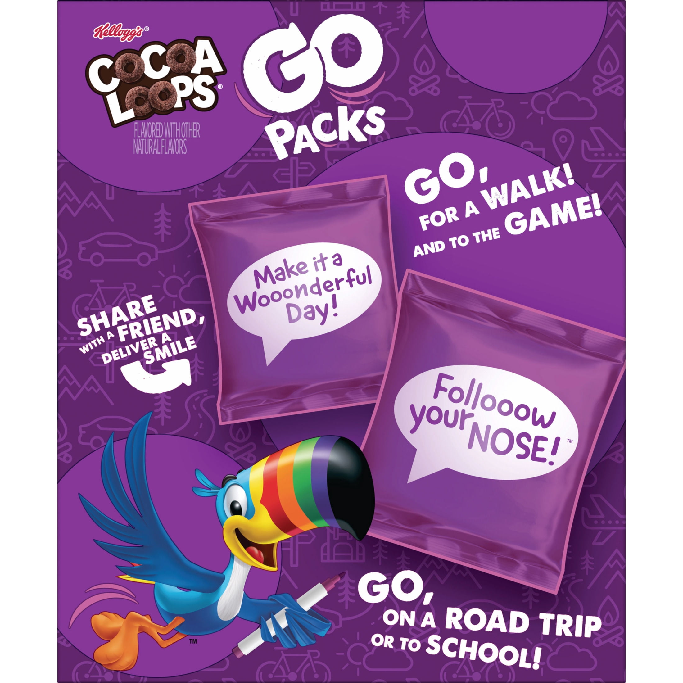 Kellogg's Cocoa Loops Go Packs Original Cereal, Kids Snacks, 9.5 oz, 10 Count