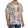 thumbnail image 4 of Fotbe Skull and Flowers print Short Sleeve Button Down Shirts for Men Casual Summer Beach Wrinkle Free Shirt-4X-Large, 4 of 7