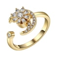 thumbnail image 2 of Geometric Figure Rotating Rings Micro Rotating Anxiety Stress Rings Adjustable Zircon Open Rings for Women and Kids, 2 of 4