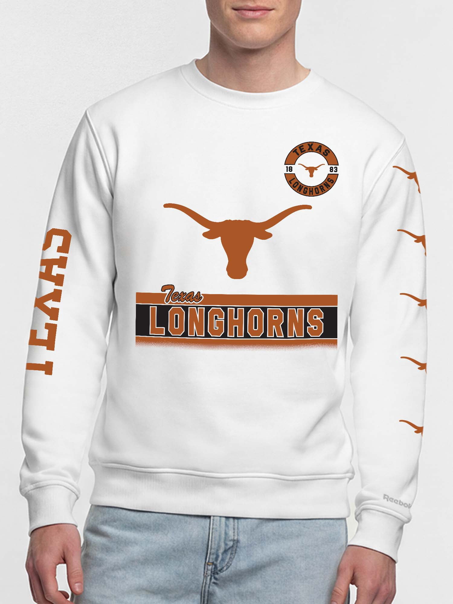 Texas Longhorns Reebok Mens White Crew Sweatshirt
