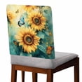 thumbnail image 2 of Sunflower Butterfly Chair Covers Set of 8 Watercolor Green Yellow Painting Pastoral Nature Chair Back Covers Stretch Removable Washable Chairs Slipcovers Protector for Dining Room Kitchen Party Decor, 2 of 5