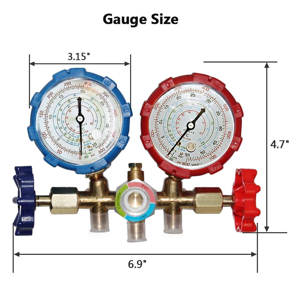 ZXMT 5FT AC Diagnostic Manifold Freon Gauge Set for R410A R404A R22 R134A R12 R22 and R502 Refrigerant AC House Air Condition HVAC 60"