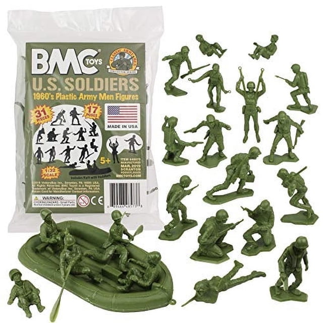 Figuras de plástico BMC Toys hombres del ejército estadounidense OD Green WW2 31 piezas