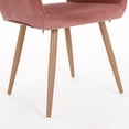 thumbnail image 5 of Velvet Fabric Upholstered Side Dining Chair with Metal Leg, Single Sofa Chair Breathable Design, Accent Chair with Armrest and Trapezoidal Back for Waiting Room, Bedroom, Balcony and Study, Pink, 5 of 7