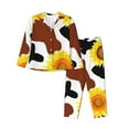thumbnail image 1 of Fotbe Sunflower Cow Conjunto de Pijama de Manga Larga para Mujer con Estampado, Ropa de Dormir de 2 Piezas, Conjunto de Casa Suave y Cómodo con Bolsillos-Large, 1 of 7