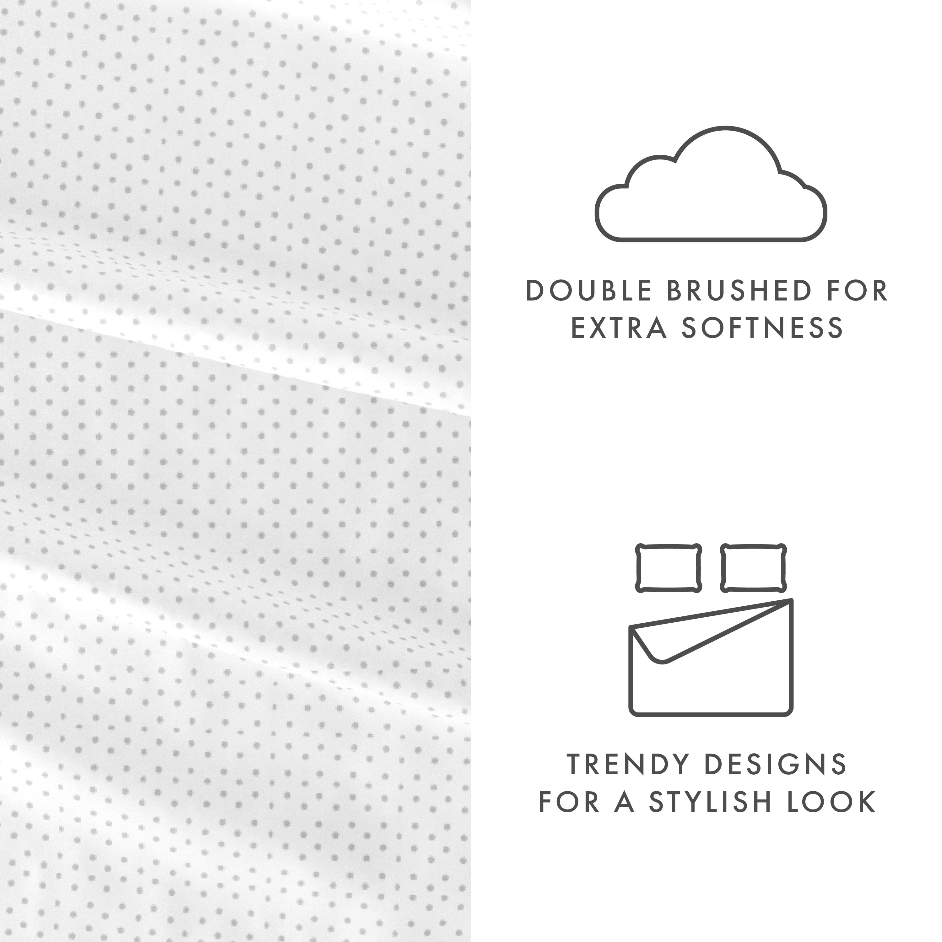 Noble Linens 4 Piece Pattern Microfiber Bed Sheets Set, Light Gray Stippled, Twin