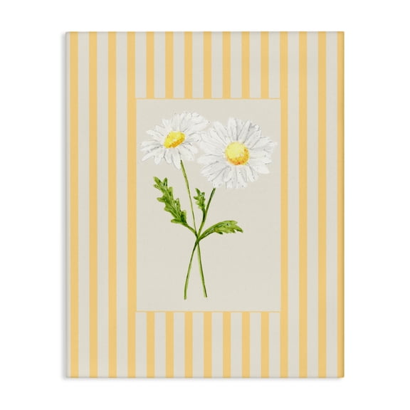 Yellow Stripe Daisy Canvas Wall Art, design by Lisa Wehmeyer