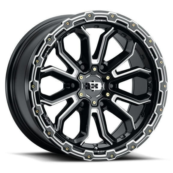 20x10 Vision 405 Korupt Gloss Black Milled Spoke Wheel 6x5.5 (-25mm)