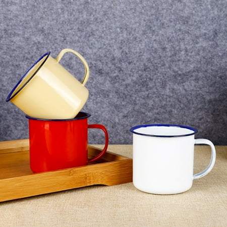 

Caihezhi Retro Style Multi-use Water Mug Enamel Practical Non-sliding Base Drink Mug for Home