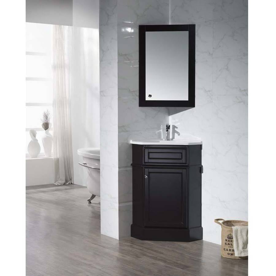 Stufurhome Hampton Espresso 27 Inch Corner Bathroom Vanity With Medicine Cabinet Walmartcom Walmartcom