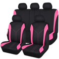 thumbnail image 1 of Juego completo de fundas para asientos de coche Flying Banner, poliéster negro y rosa, 1 of 9